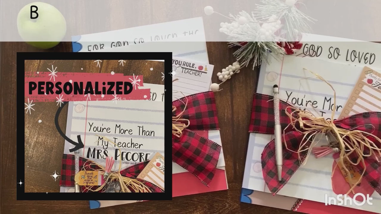 Load video: Video showcasing the personalized teacher gift set self published through amazon KDP and kindle direct publishing which includes a personalized teacher book