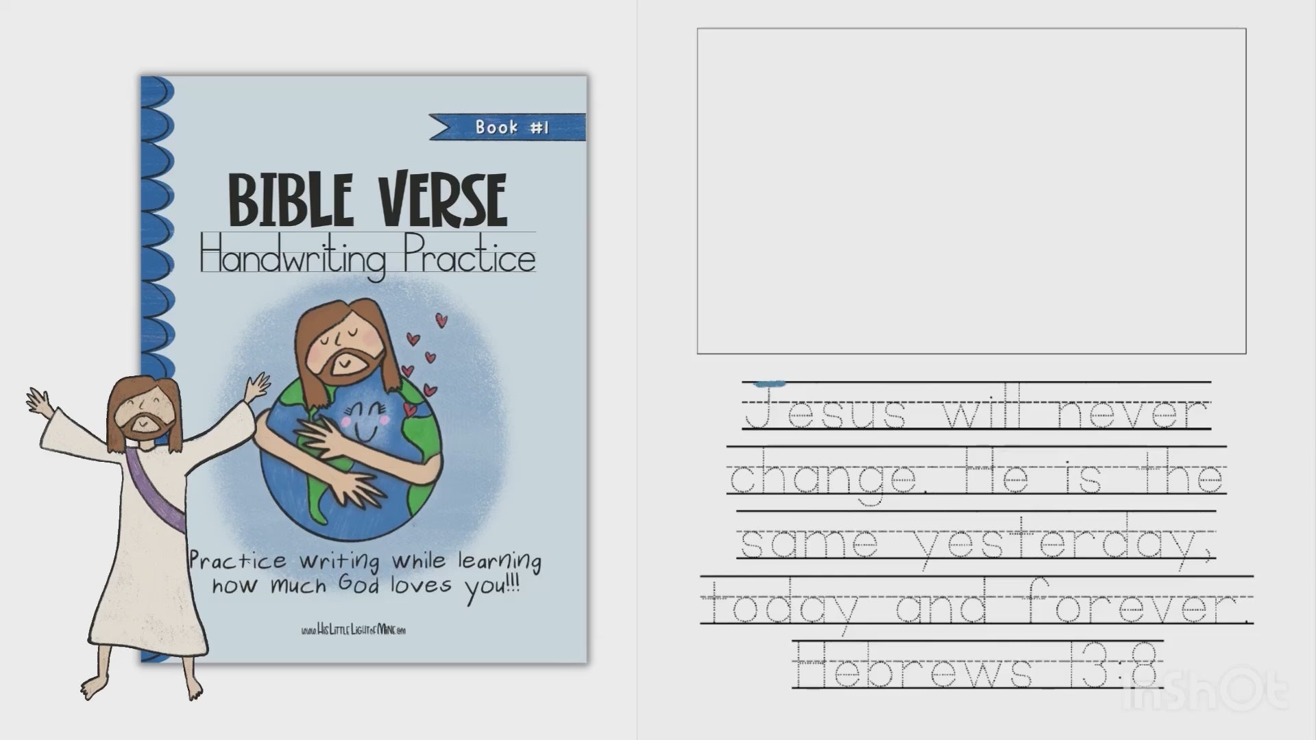 Load video: A video featuring handwriting practice in both print and cursive from the Bible Verse Handwriting Book self published through Kindle Direct Publishing