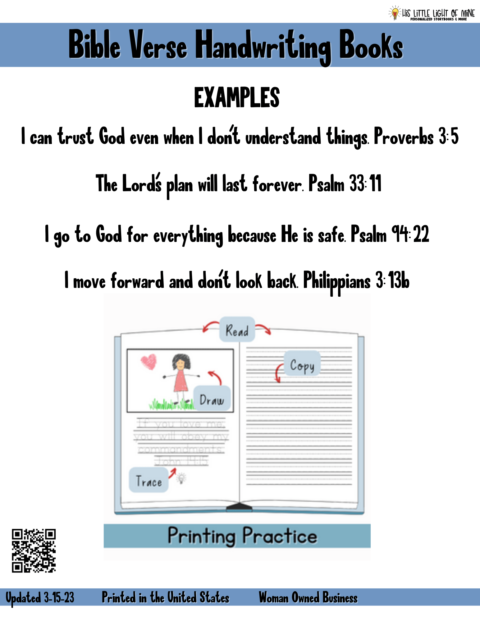 Bulk Examples of paraphrased Bible verses and interior in the Bible Verse Handwriting Books, self-published through Amazon KDP