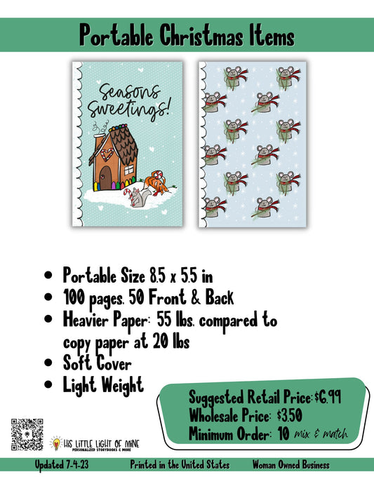 Wholesale ad of the portable Christmas lined journals and sketchbooks self-published through Amazon Kindle Direct Publishing