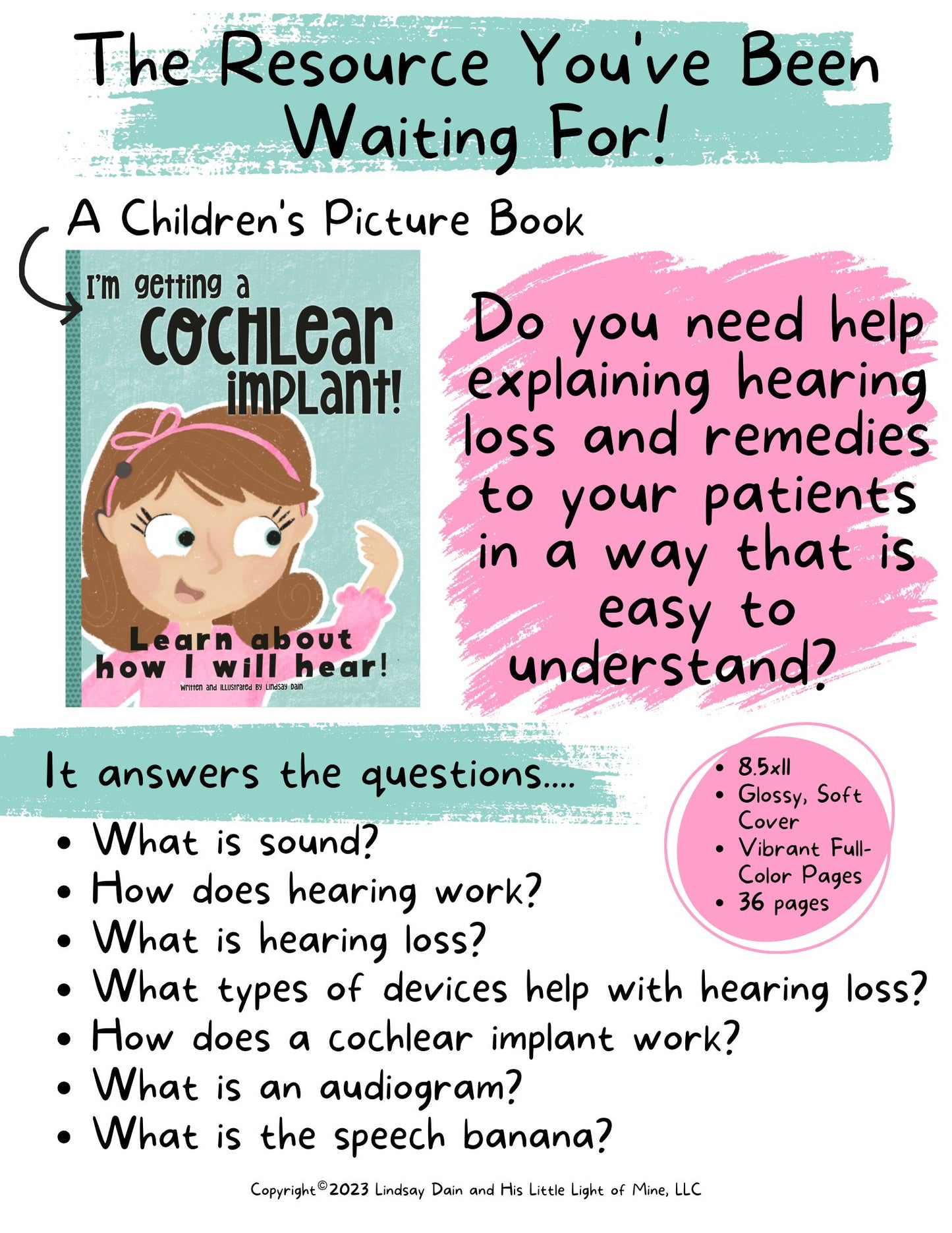 Wholesale ad of a self-published cochlear implant children’s picture book about hearing and hearing loss created through Amazon Kindle Direct Publishing A New Resource