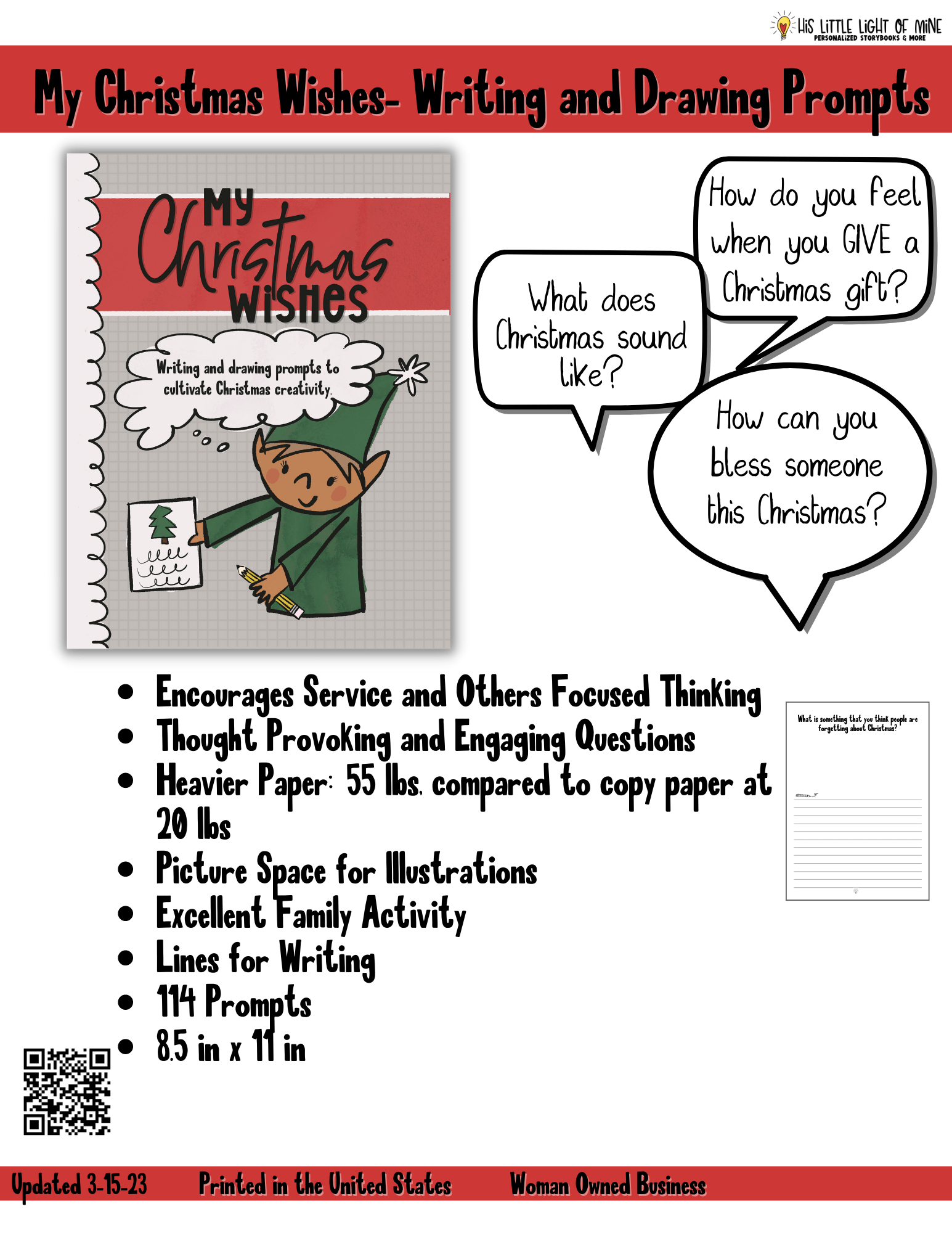 Bulk ad of the children’s Christmas drawing and writing prompt book called “My Christmas Wishes” self-published through Amazon Kindle Direct Publishing
