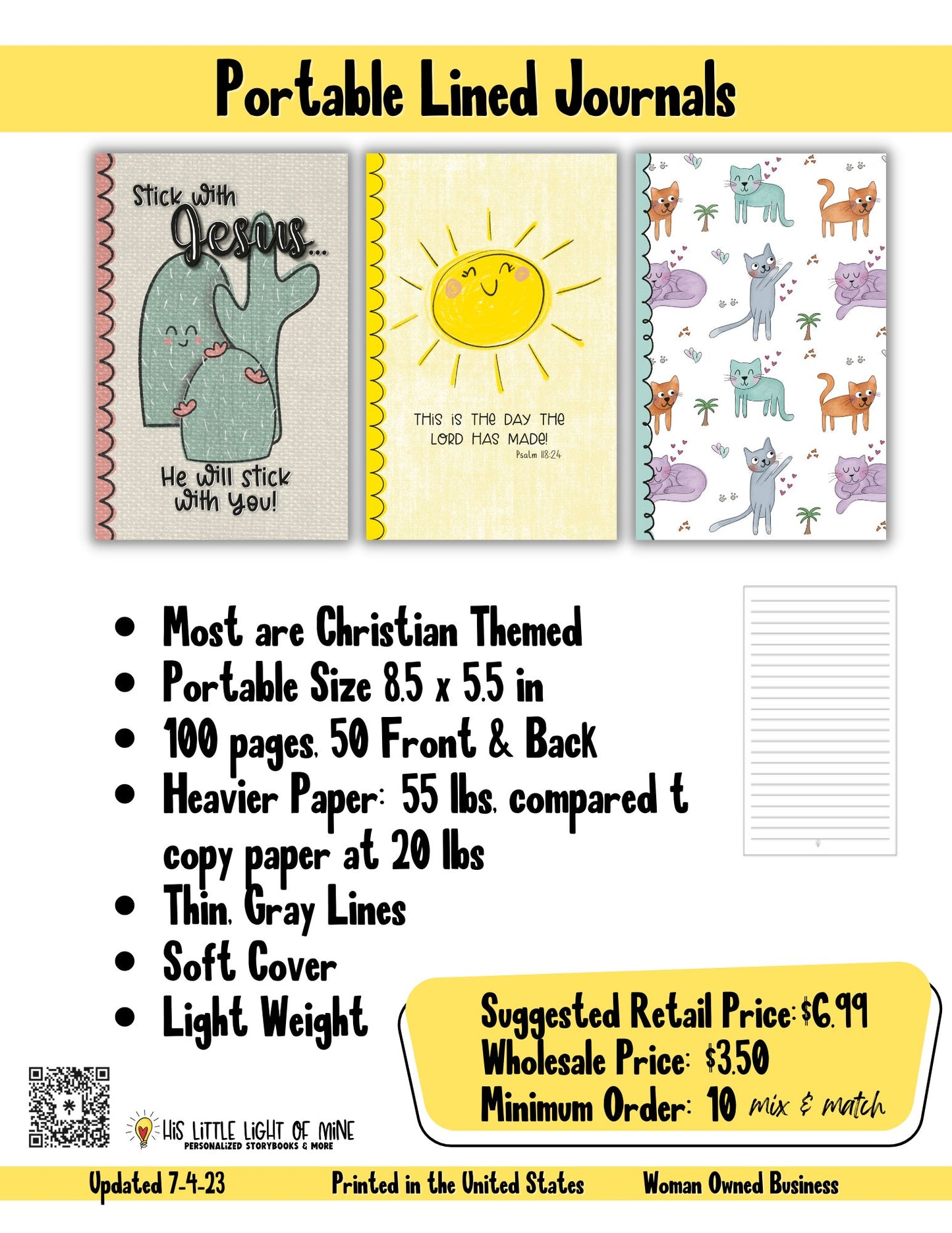 Wholesale ad of the variety of standard sized lined journals self-published through Amazon Kindle Direct Publishing