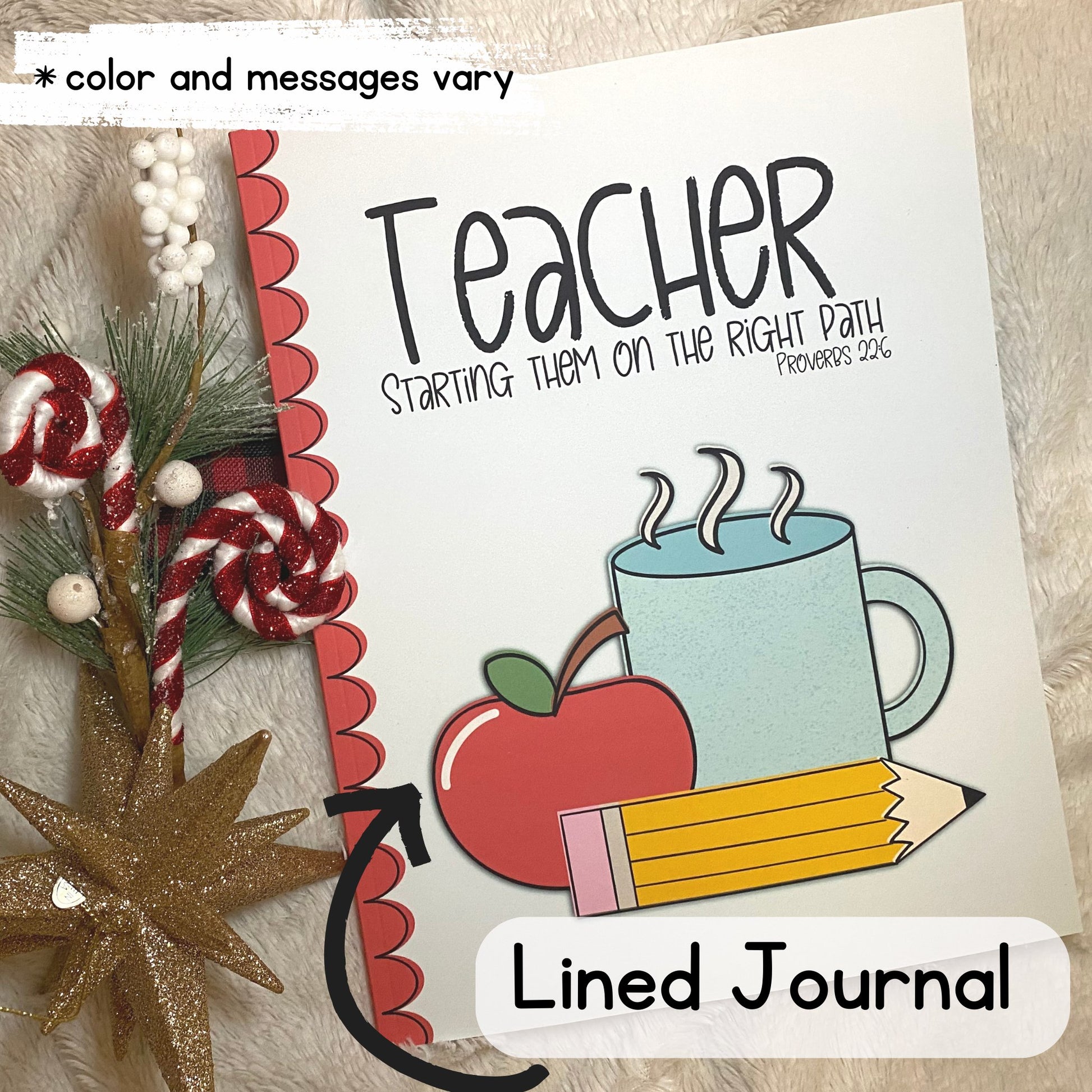 Front image of one of the lined journal included in the teacher gift set self published through Amazon KDP and Kindle Direct Publishing that includes a personalized copy of "You're More Than My Teacher."